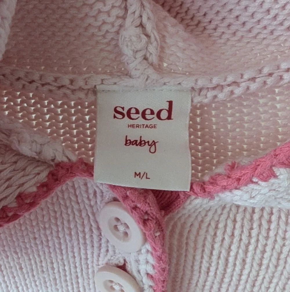 Seed Heritage | Pink Knit Baby Poncho with Hood‎